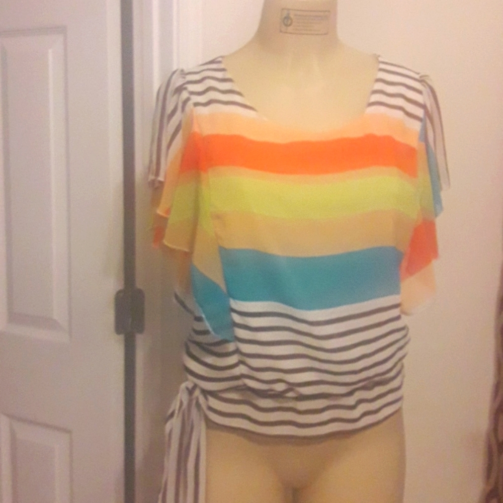Colorful Striped Blouse Large